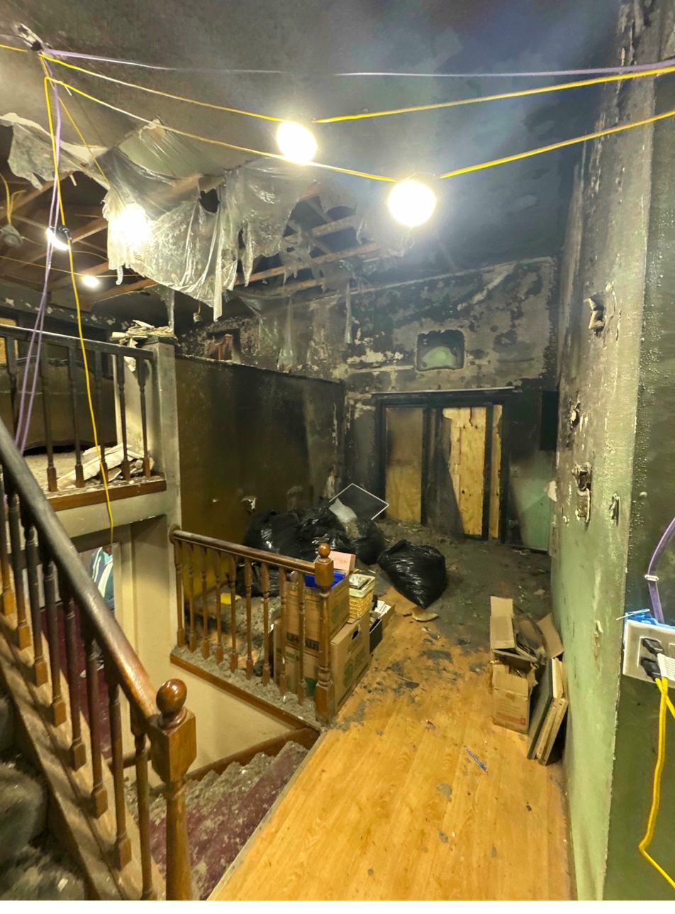 Residential fire damage — forensic documentation phase before full reconstruction